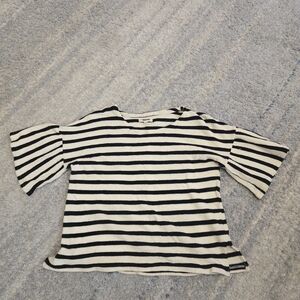 Madewell Striped Bell-Sleeve Texture-Knit Top. Small